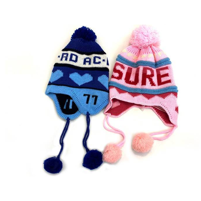 Touca de Bebê Infantil Gorro Peruano de Lã com protetor de Orelha
