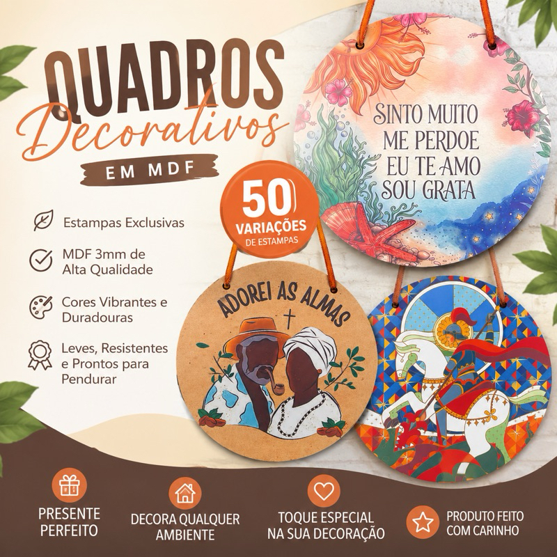 Imagem Quadro Decorativo Espiritual MDF – Umbanda, Católicos, Entidades, Orixás e Proteção 20cm