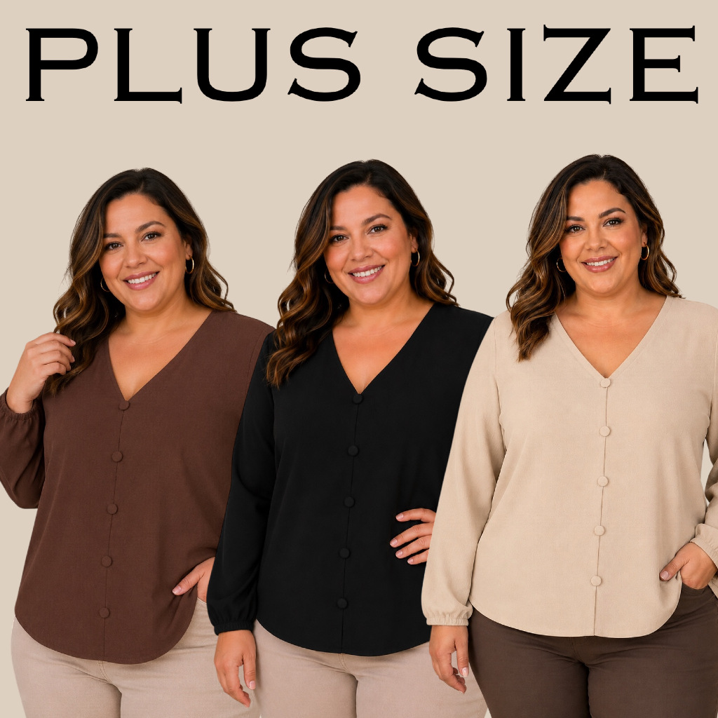 Camisa Manga Longa Social Feminina Plus Size Moda Elegante GG G1 G2 G3