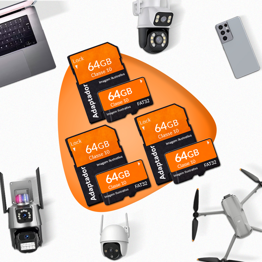 3 Cartao Memoria Micro Sd 64gb Câmeras Yoosee Icsee Original Cartão de Memória Câmera de Segurança
