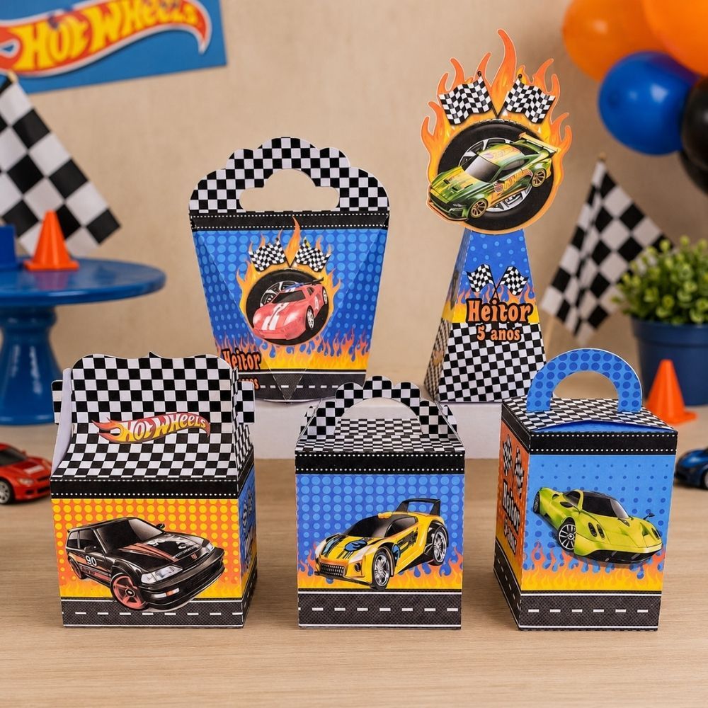 ENVIO RÁPIDO Kit Caixinhas Personalizadas Hot Wheels Lembrancinhas  Aniversário Menino SEMI-MONTADOS