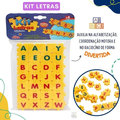 Kit Letras Alfabeto 28 Peças Educativo Elka 840