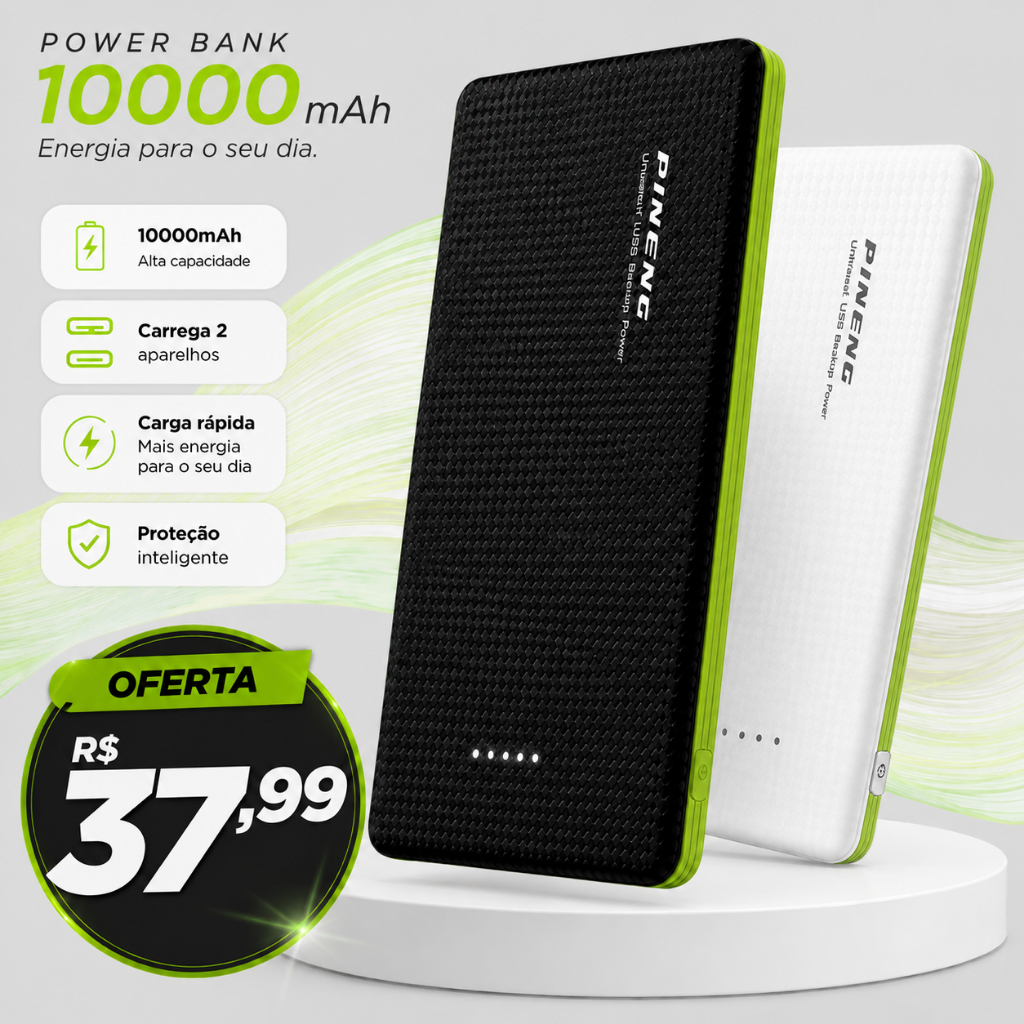 Power Bank Carregador Portátil 10.000mah Leve Portátil Universal IOS ANDROID Carga Rápida Iphone V8