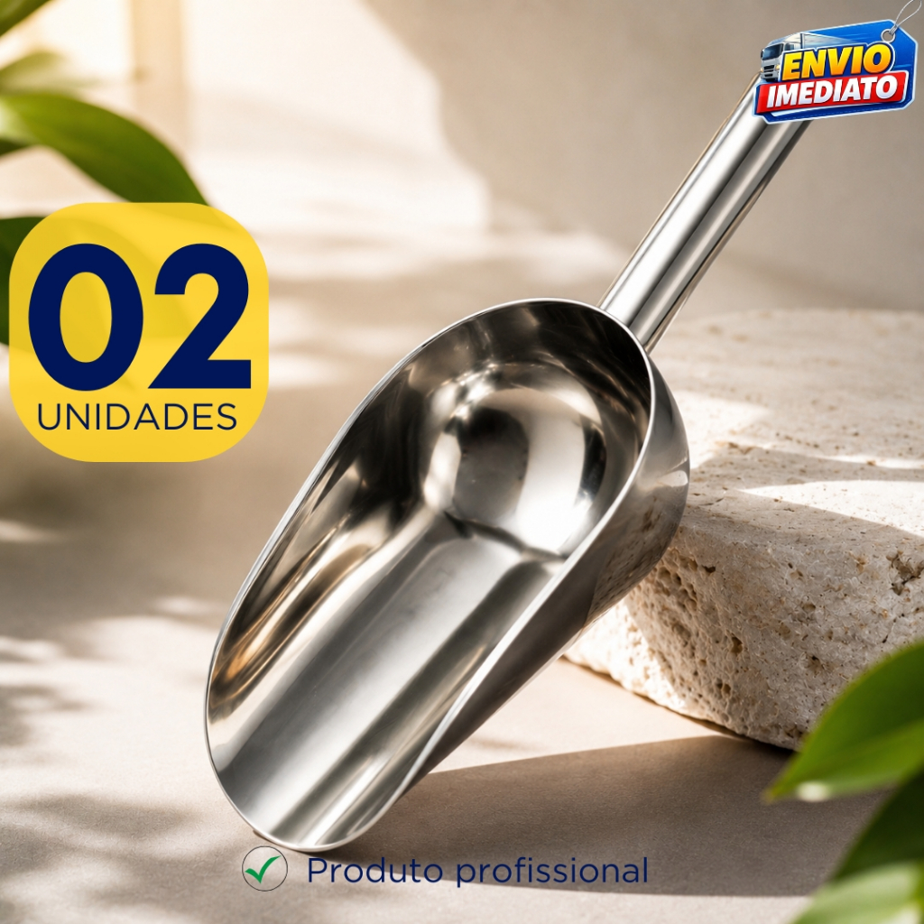 Pá Inox Multiuso Churrasqueira Carvão Gelo Cereal Ração Pet Cozinha Grãos Concha Resistente