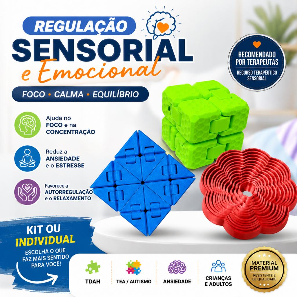 FIDGET TOYS Recursos Terapêuticos Regulação Sensorial Emocional Ansiedade TDAH TEA KIT ou INDIVIDUAL