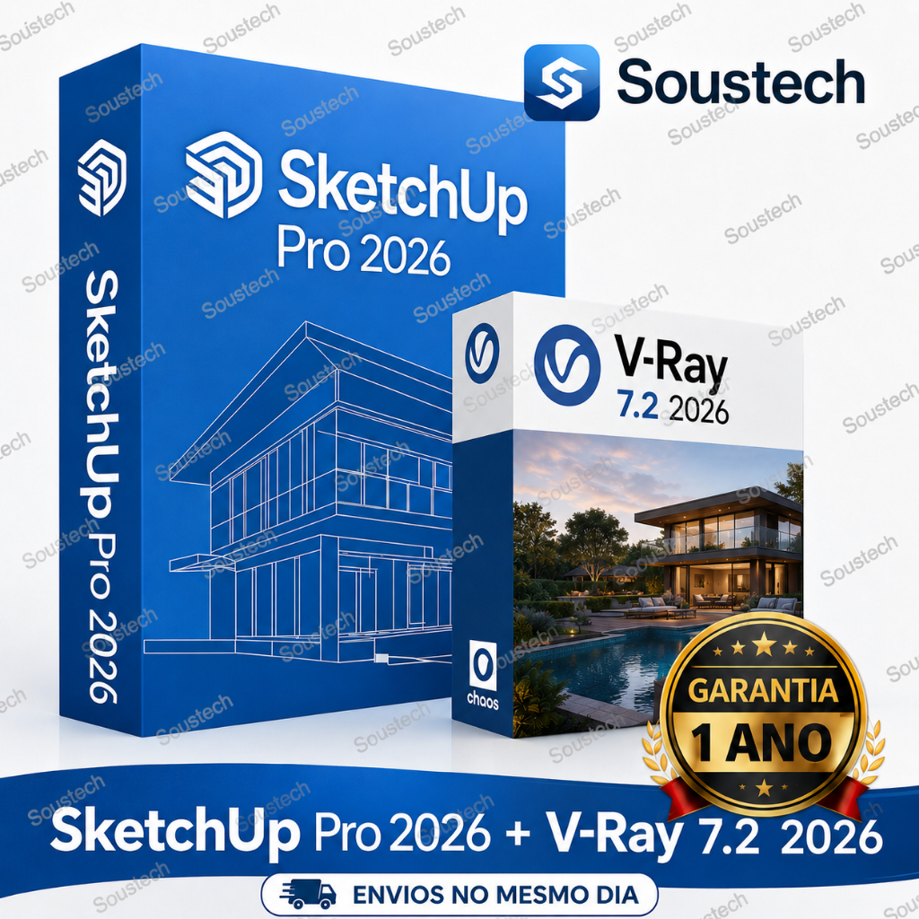 SketchUp Pro 2026 + V-ray 7.2 Vitalicio +1 Ano De Garantia (Português)