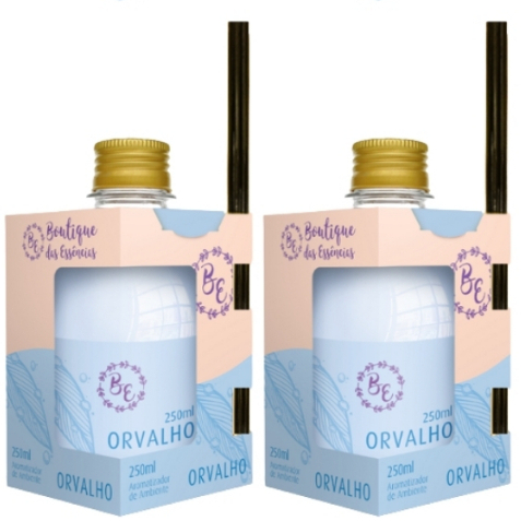 Kit 2 Aromatizador Ambiente 250ml Varetas BE Orvalho Difusor Casa Perfumada