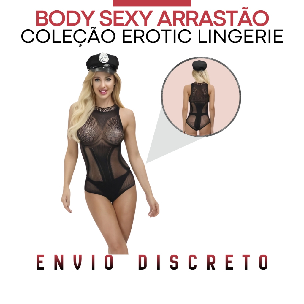 Body Sexy Arrastão Floral Sensual Modelador Confortável Lingerie Veste do PP ao GG Erotic Lingerie