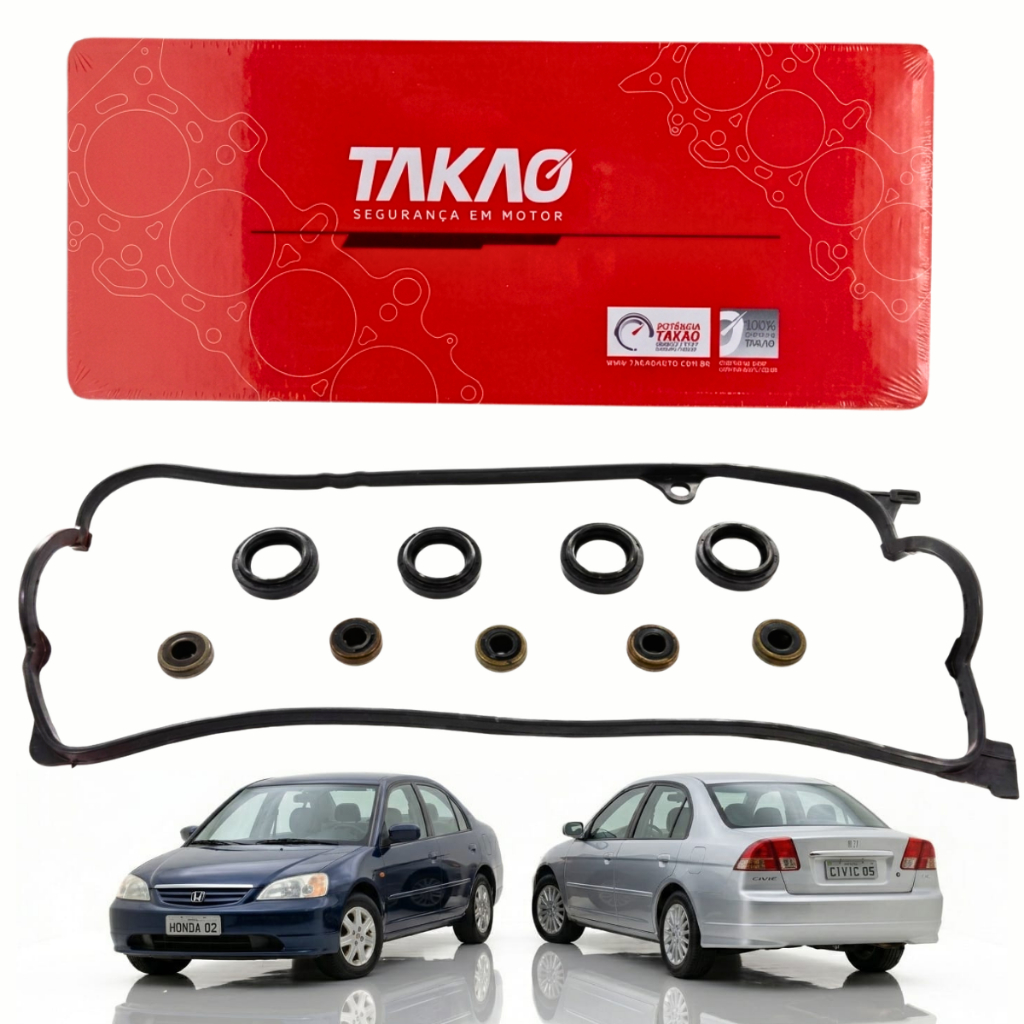 Junta Tampa Valvula Honda Civic 1.7 16v 2001 A 2006 com junta dos Tuchos D17a5  D17a5 D17z3 01-06