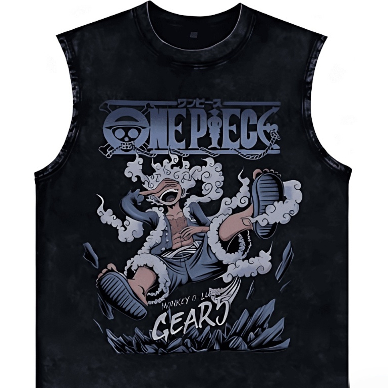 Camiseta Regata Machão One piece Luffy Gear 5 Joy Boy Confortável Blusa Academia Masculino Camisa Cavada Adulto Unissex