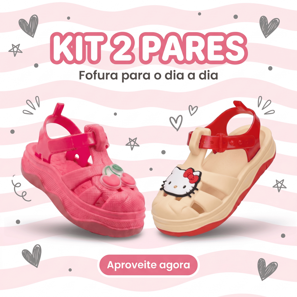 Kit 2 Sandálias Infantil Menina Papete Antiderrapante Confortável Ideal Para Uso Diário