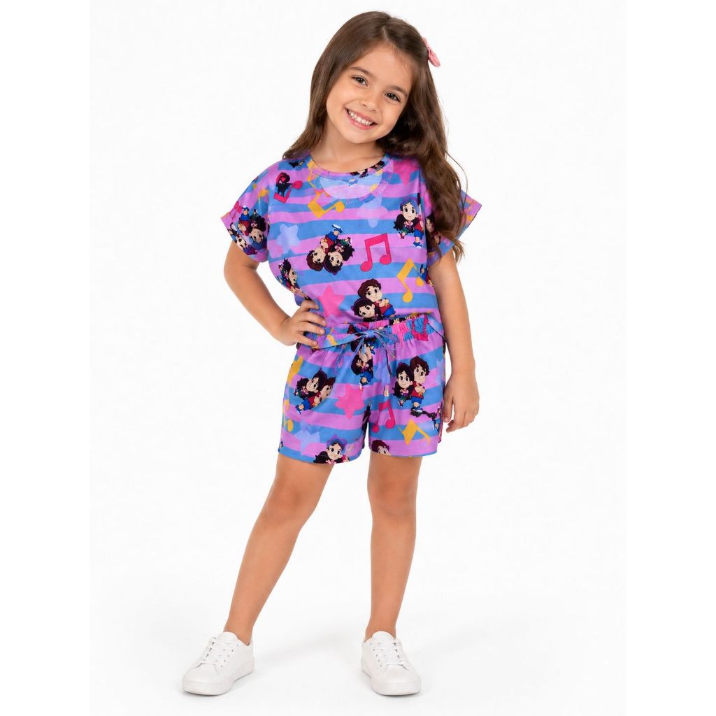 Conjunto verão infantil de menina temático Lançamento da Maria clara e JP 2026