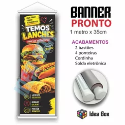 Banner tamanho 1metro x 35cm TEMOS LANCHES Super Promoção (cod 367)