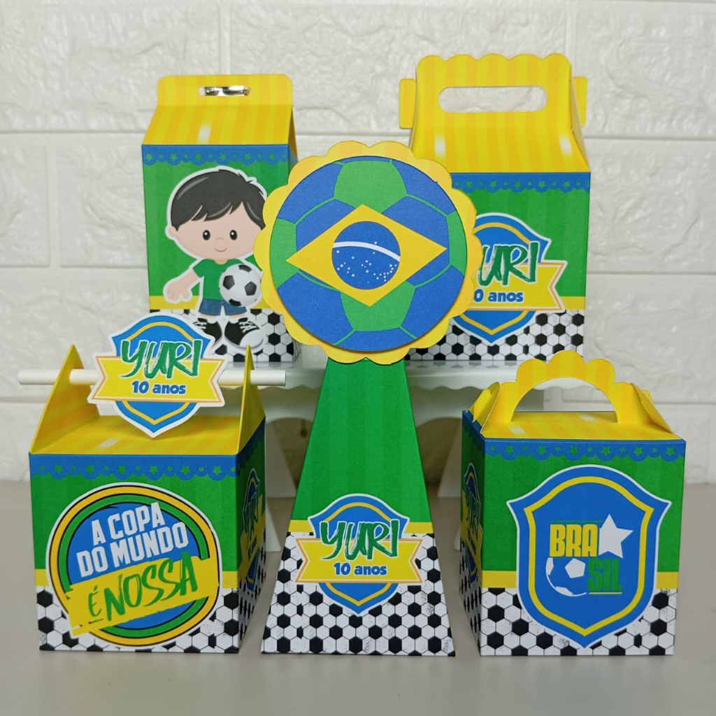 ENVIO RÁPIDO Kit Festa Brasil Seleção Brasileira Copa Lembrancinha Aniversário Infantil - PEGUE E MONTE
