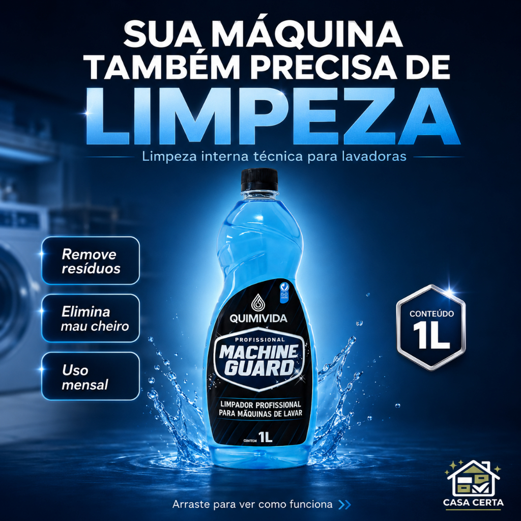 Limpador Máquina de Lavar Limpeza Profunda Anti Odor Remove Lodo e Resíduos - Machine Guard 1L