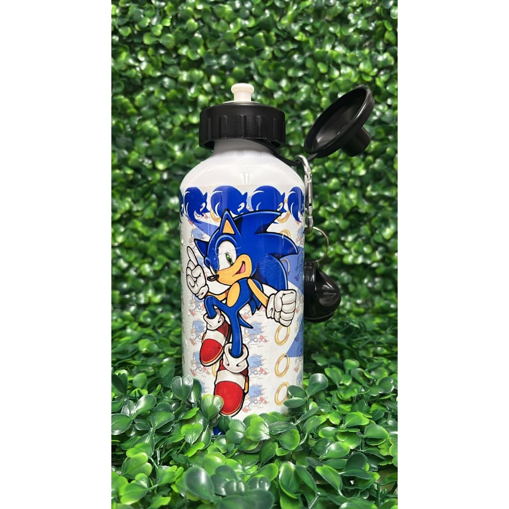 Garrafa Personalizada Sonic com Nome 600ml Alumínio Squeeze Cantil Escolar Infantil Presente Criança
