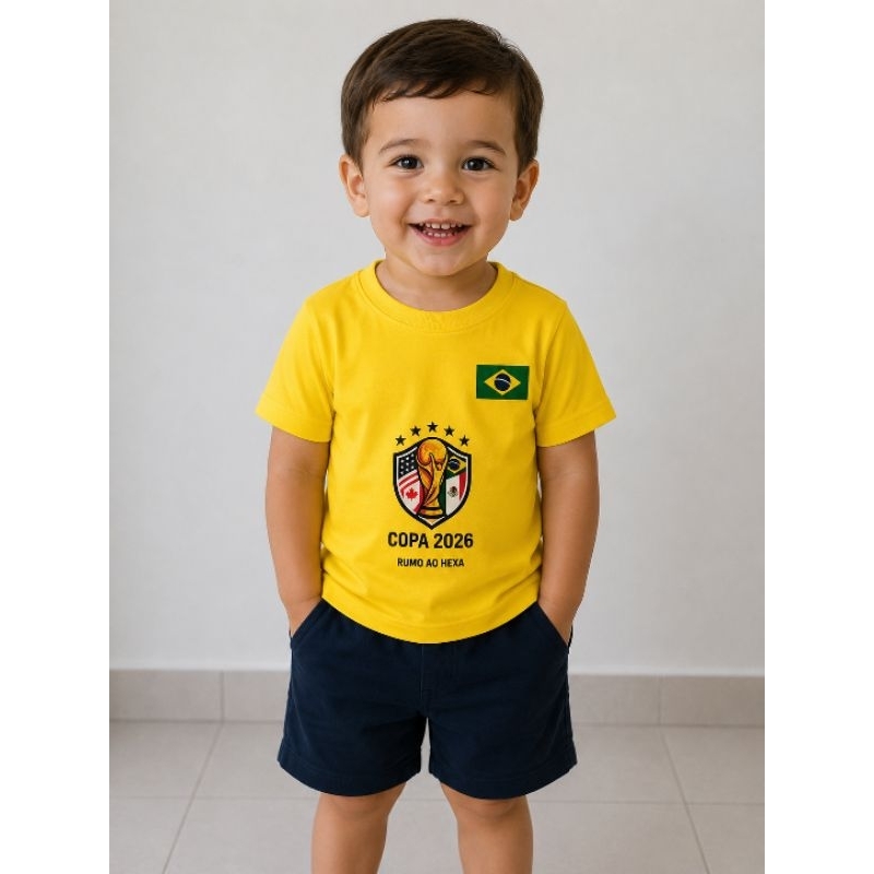 Camiseta Camisa blusa Infantil Com Bandeira do Brasil - estampas variadas