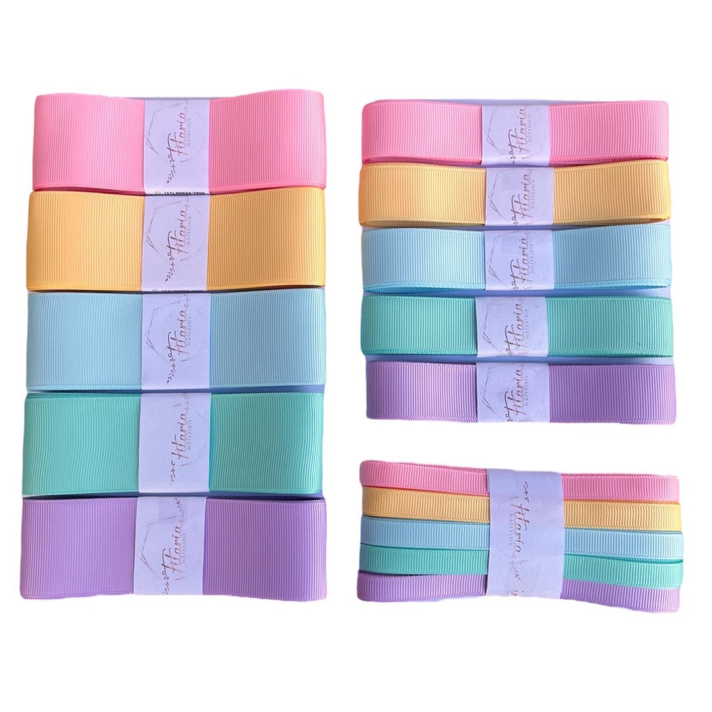 Kit de fita lisa de gorgurão yama 5 cores - 30 metros (2M de cada) — imagem 2 de 2