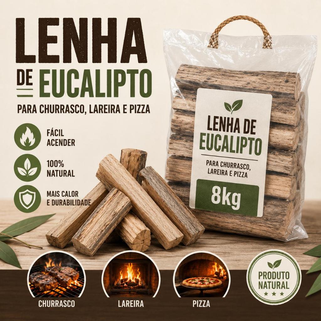 [8Kg] - [16Kg] Lenha Toco Eucalipto Ideal Para Churrasco Lareira Pizza - [8Kg] - [16Kg]