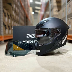 Capacete Norisk Rock Preto Fosco Fechado Com Óculos Solar + Viseira Fumê e Narigueira Original Novo