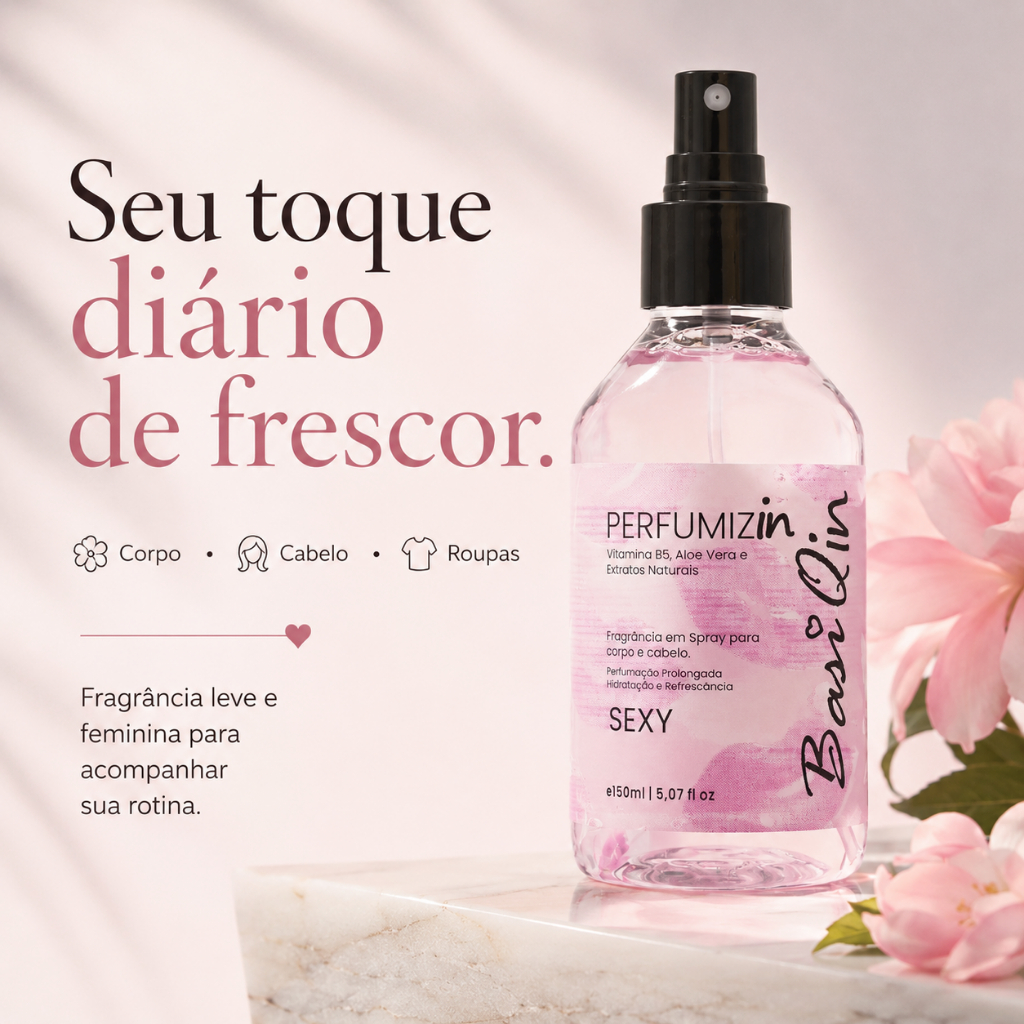 Perfume para cabelo Body Splash Feminino Perfume Corpo Cabelo Sexy Floral Doce 150ml Cabelo Cheiroso