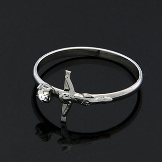 Anel Crucifixo com Strass Aço Inox Hipoalergênico