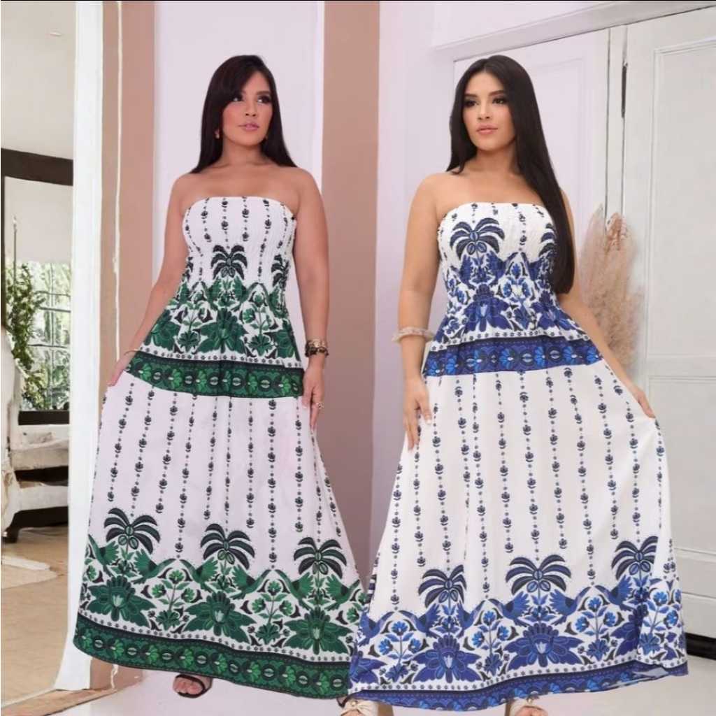Vestido Feminino Longo Estampa Floral Boho Casual Tecido Poliéster Moda Verão 2026 — imagem 2 de 2