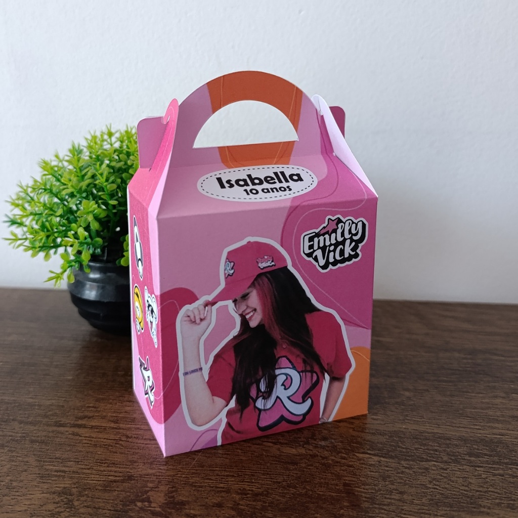 Maletinha Caixinha personalizada nome idade EMILLY VICK lembrancinha festa infantil