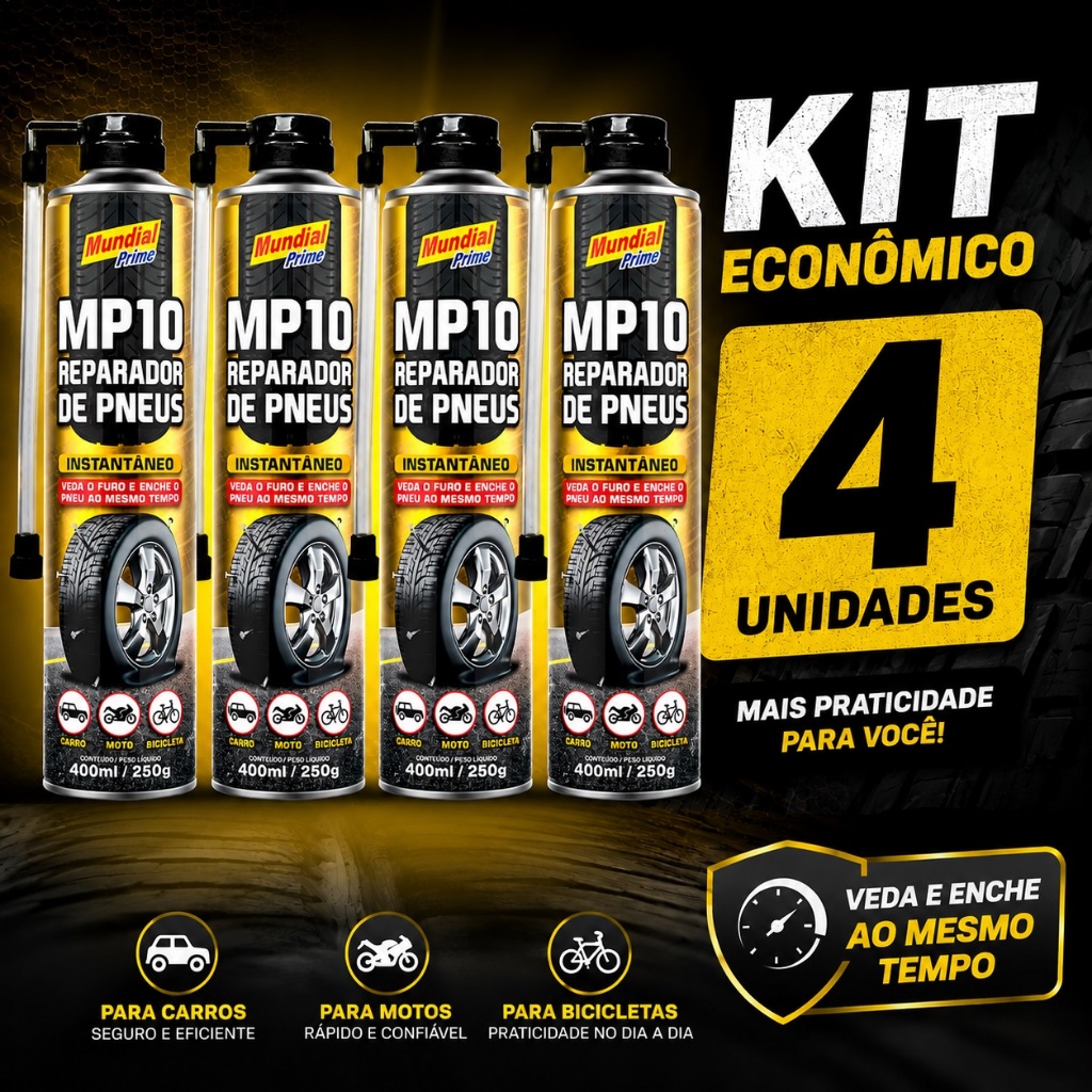4UN Reparador Instantâneo de Pneu Furado 400ml MP10