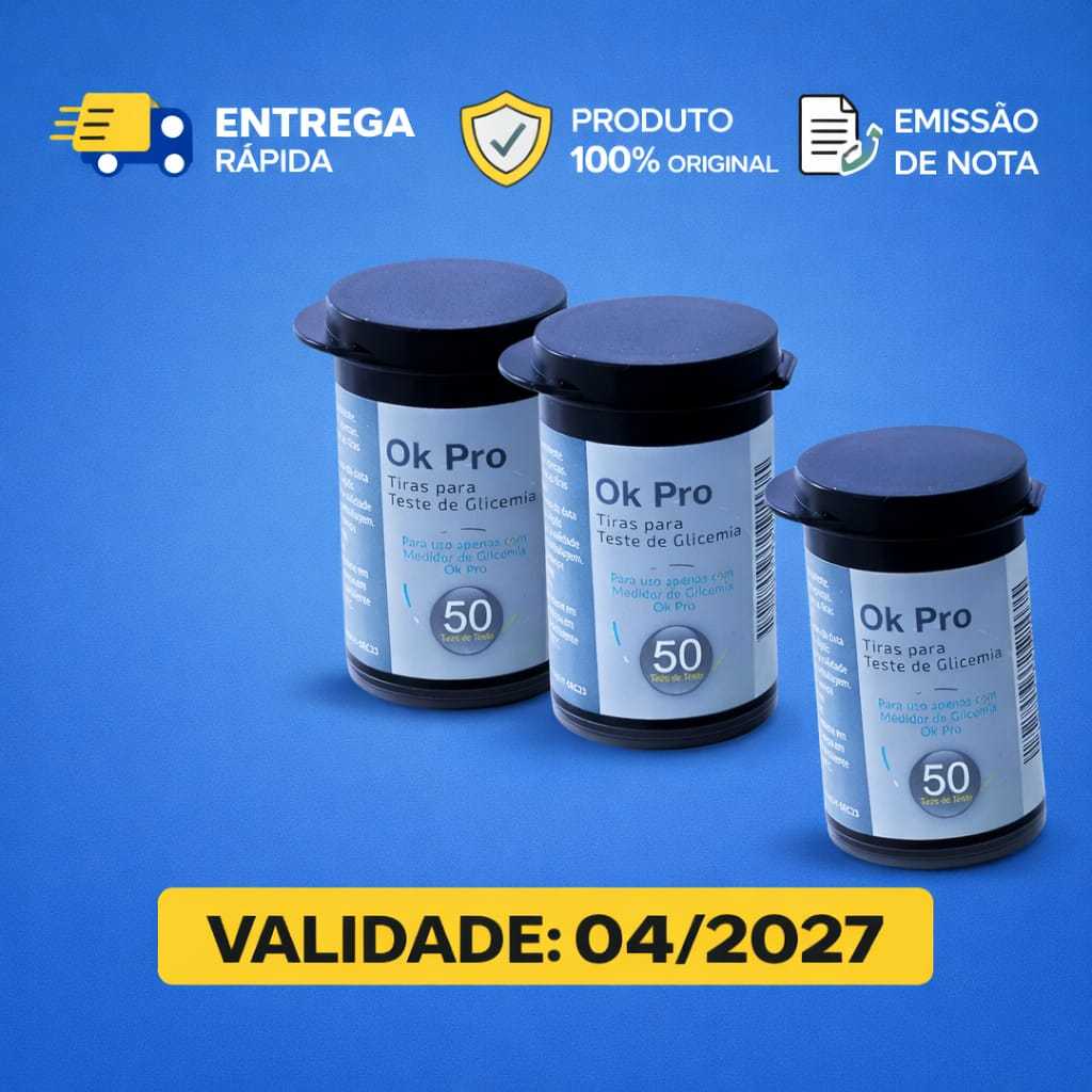 Kit 150 Tiras De Glicose Ok Pro Fitas Glicemia Diabetes