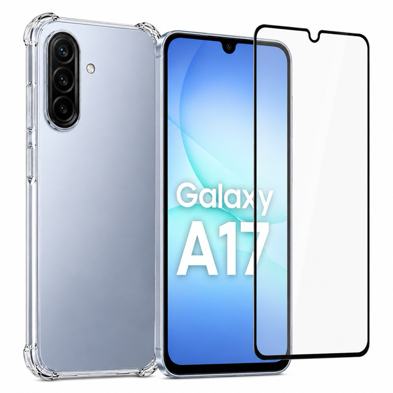 Kit 2 em 1 - Samsung Galaxy A17 - Capa Transparente + Película de Vidro 3D