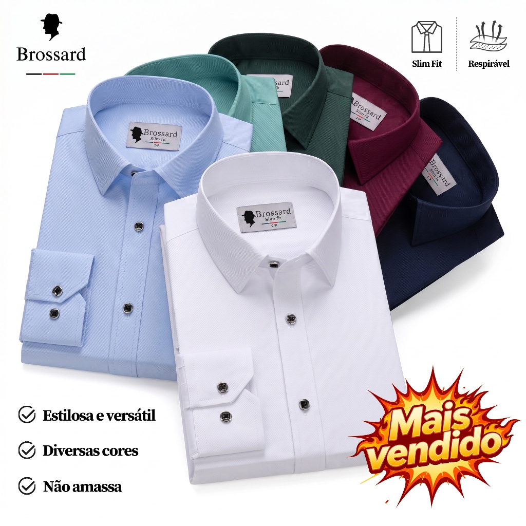 Camisa Social Roupas Masculina Estilosas Não amassa, Blusa Algodão, Perfeito Para Festas E Presentes