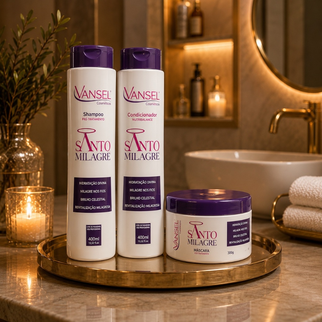 Kit Capilar Santo Milagre 3 Produtos (Shampoo, Condicionador e Máscara) Profissional