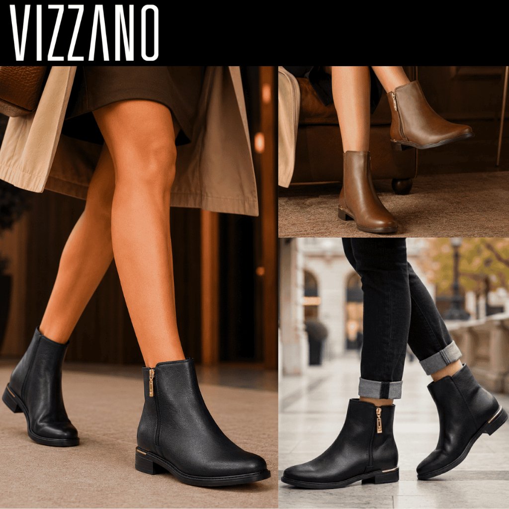 Bota Feminina Vizzano Casual Cano Curto Salto Bloco Baixo Leve
