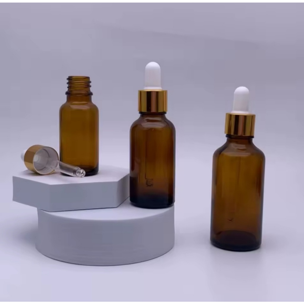 Kit 2/4 Frascos Conta Gotas 10ml Vidro Âmbar Tampa Dourada vidro resistente