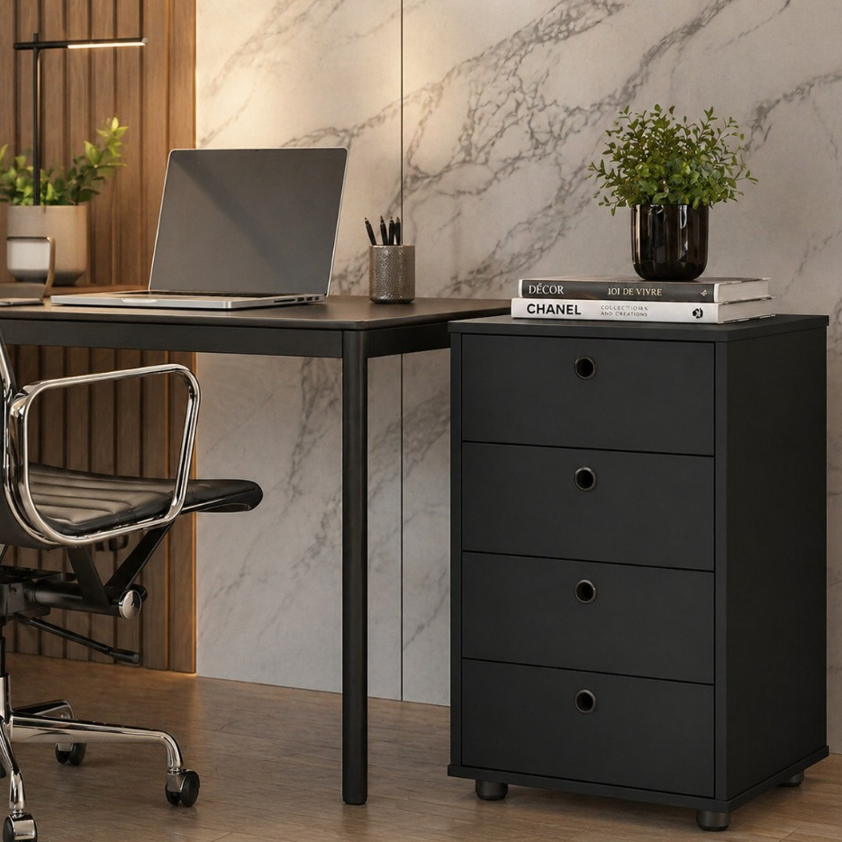 Oferta Mesa Cabeceira 4 Gavetas Armarinho Quarto Escritório  Organizador Sala Multiuso Cores