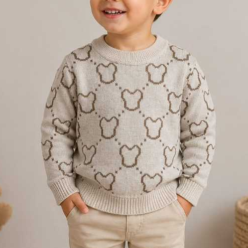 Suéter Tricot Infantil Crinça menino ursinho urso trico