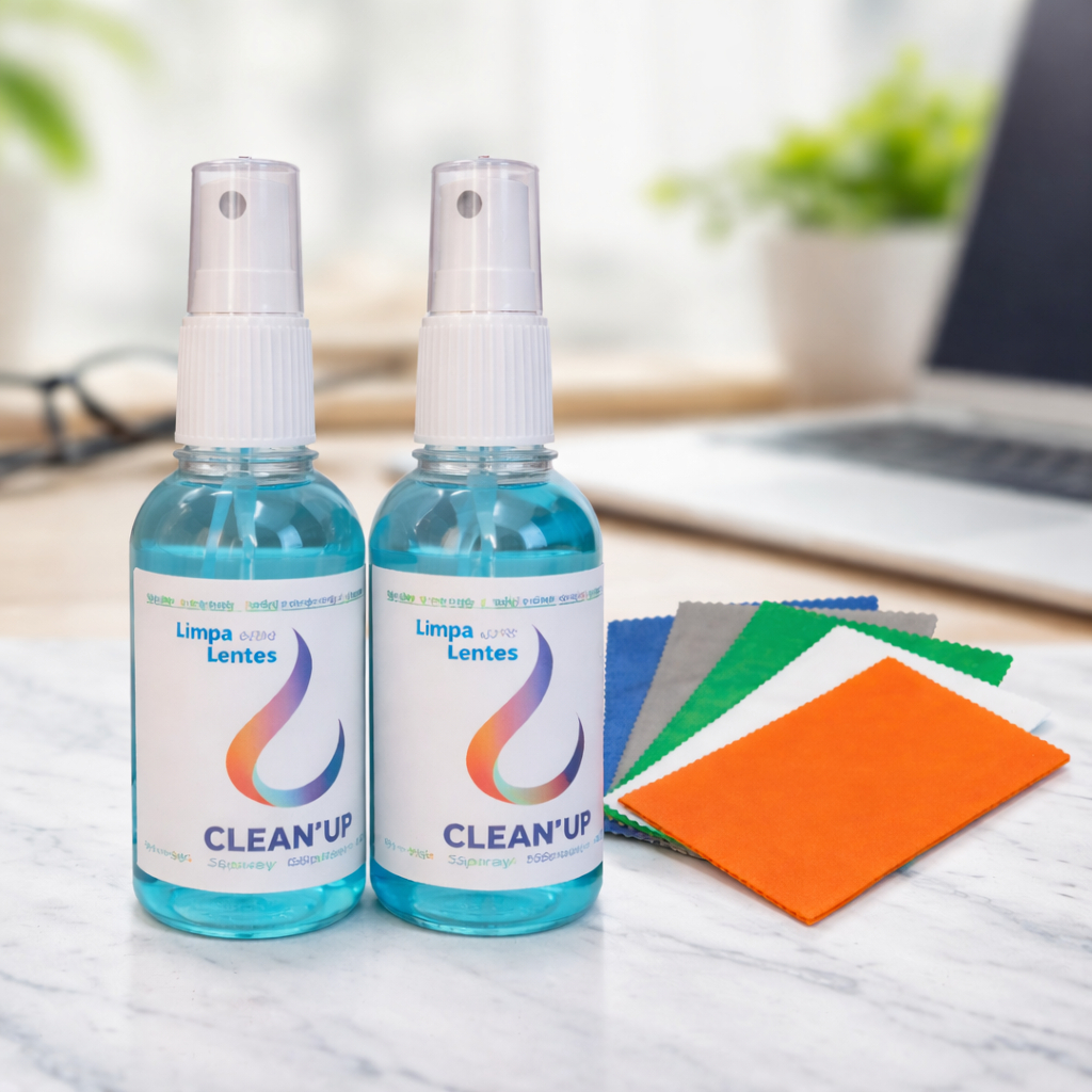Kit Limpa Lentes Óculos Telas Celular Note Computador 2 de 50ml + 5 Flanelas