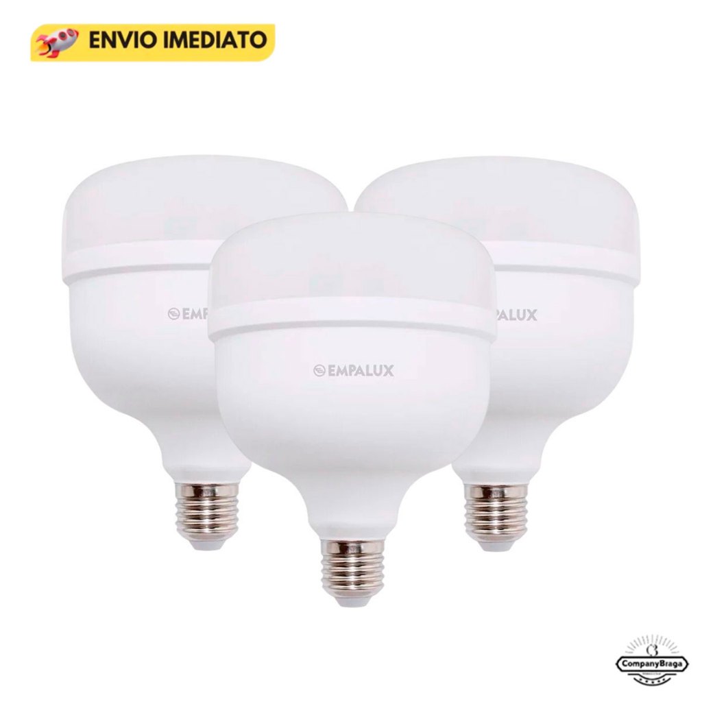 KIT 3 Lâmpada EMPALUX Fria Branca De Led Alta Potência 50W 6500K E27 Empalux