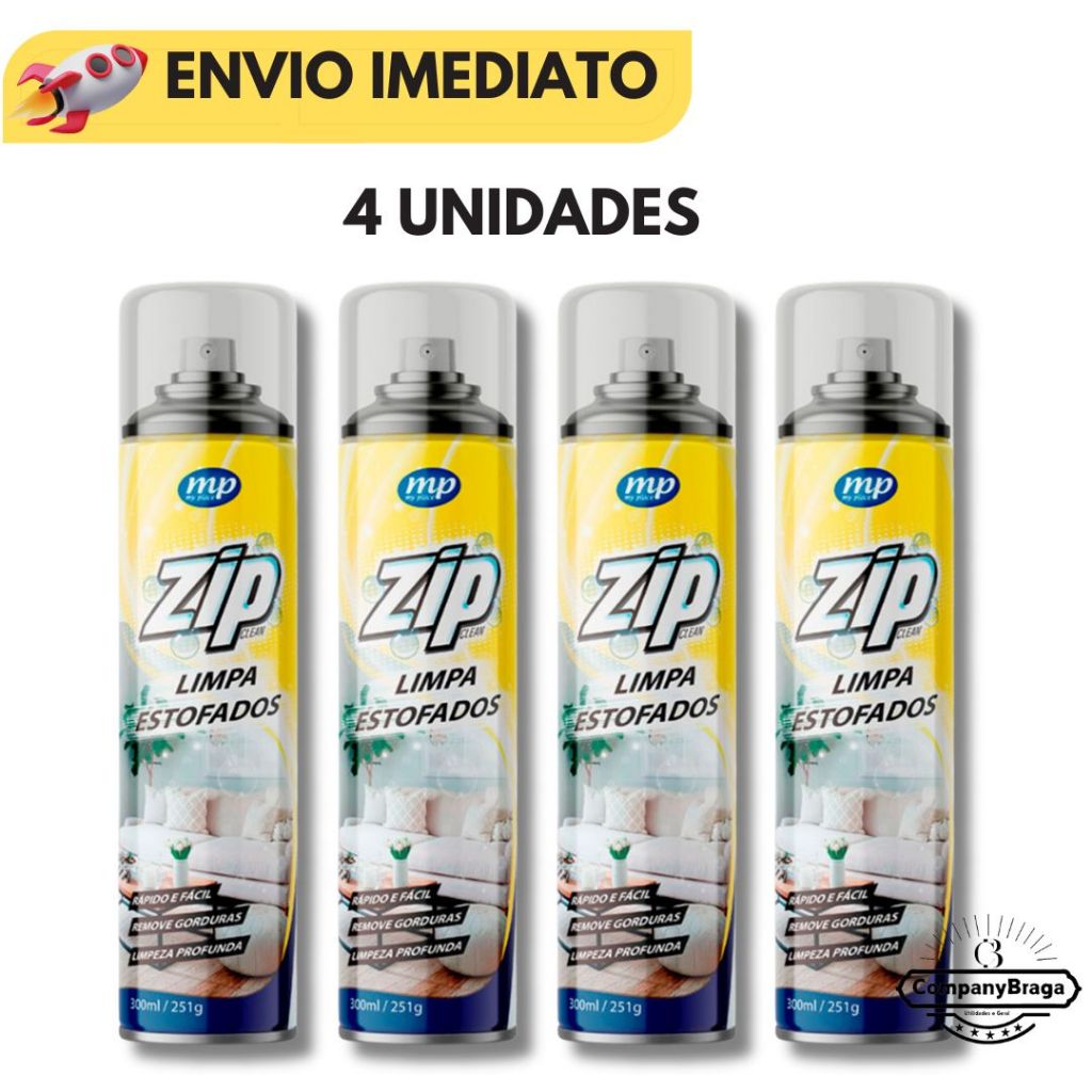 Espuma Spray Zip Clean 300ml Limpa a Seco Sofá, Estofado,Carro Limpeza Profunda