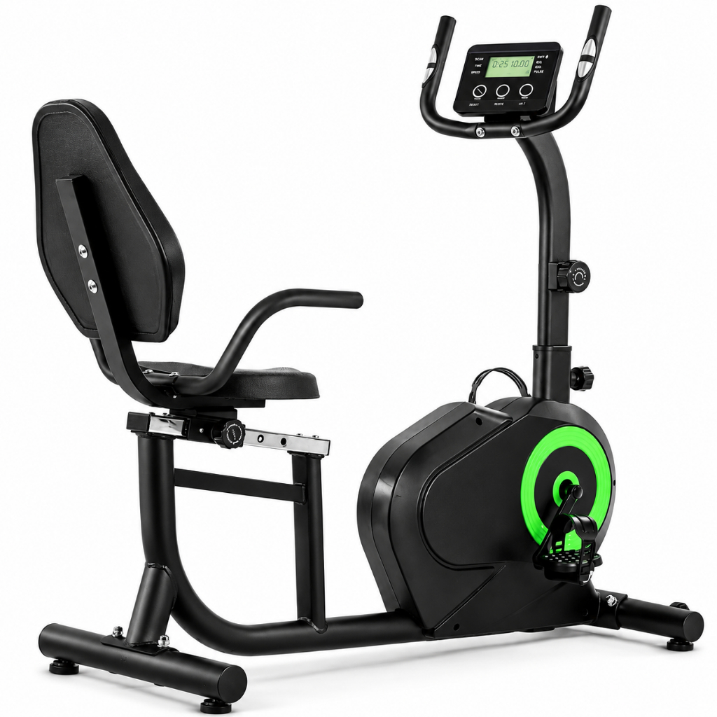 Bicicleta Ergométrica Magnética Horizontal com Monitor LCD Digital 8 Niveis de ajustes Sensor de Pulsaçao