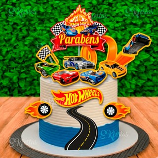 Topo Topper de Bolo Hot Wheels, Carros Personalizado Decoração de festa, Aniversário, mêsversário - Premium