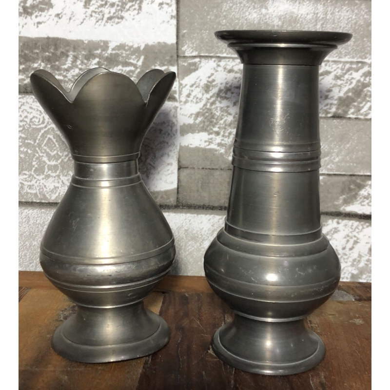 Oferta De 249 por 199 Antigo Par de Vasos em Estanhos C9251C