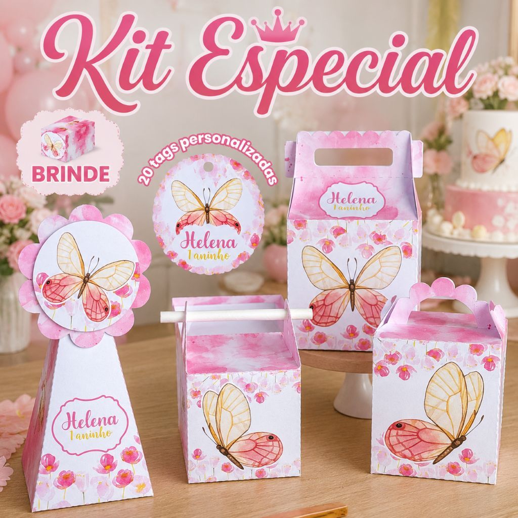 Kit Festa + BRINDE Jardim Encantado das Borboletas | Personalizado | Lembrancinhas/Caixinha jardim- Já pronto