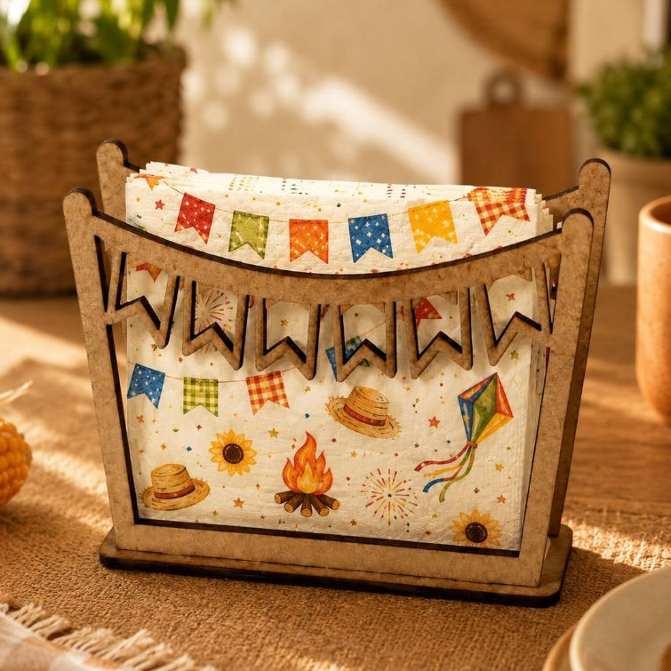 Kit Porta Guardanapo Lanchonete Festa Junina Restaurante Decoração MDF Festa Evento Decoração
