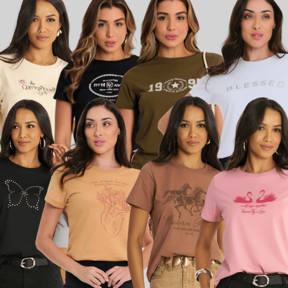 Kit  Tshirt Feminina Excelente qualidade direto de fábrica Camiseta Algodão Dia a Dia Academia
