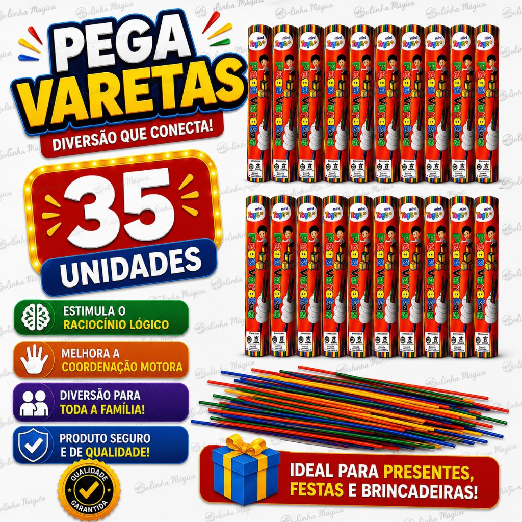 35 Pega Vareta 21 Palitos Para Kit Festa Lembrancinha Aniversario Prenda Criança