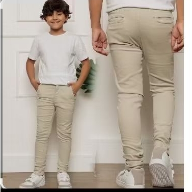 calça juvenil esporte fino sarja com elastano
