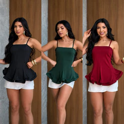 Blusa Feminina Peplum Alcinha Moda Blogueira Elegante acinturada estruturada Tam M/G