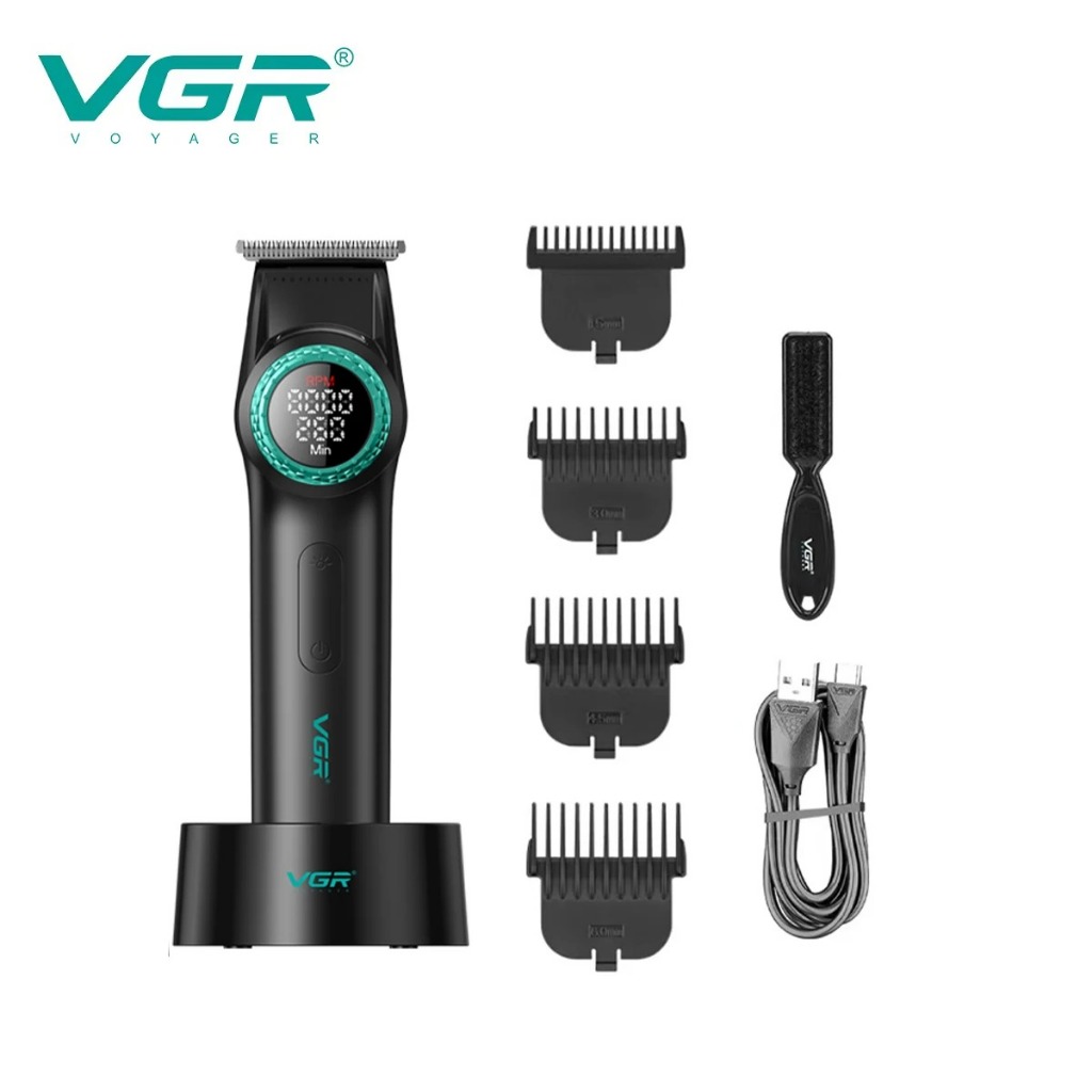 Máquina De Cortar Cabelo Profissional VGR V-977 8000rpm Sem Fio LED stepless pro t1